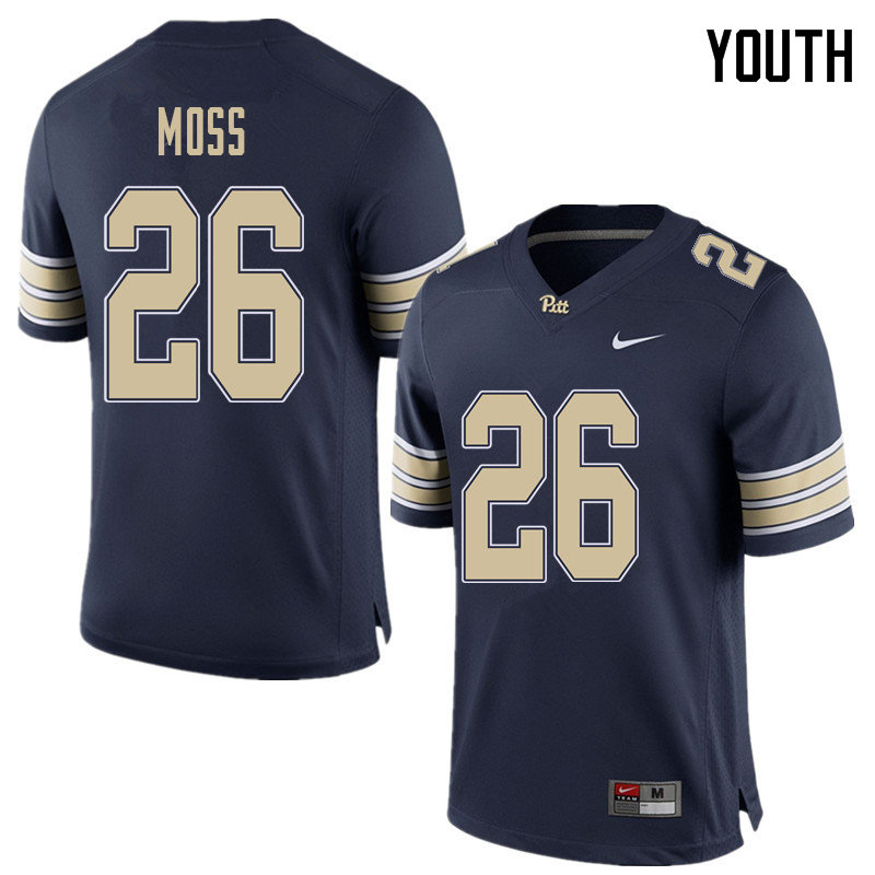 Youth #26 Chawntez Moss Pittsburgh Panthers College Football Jerseys Sale-Home Blue